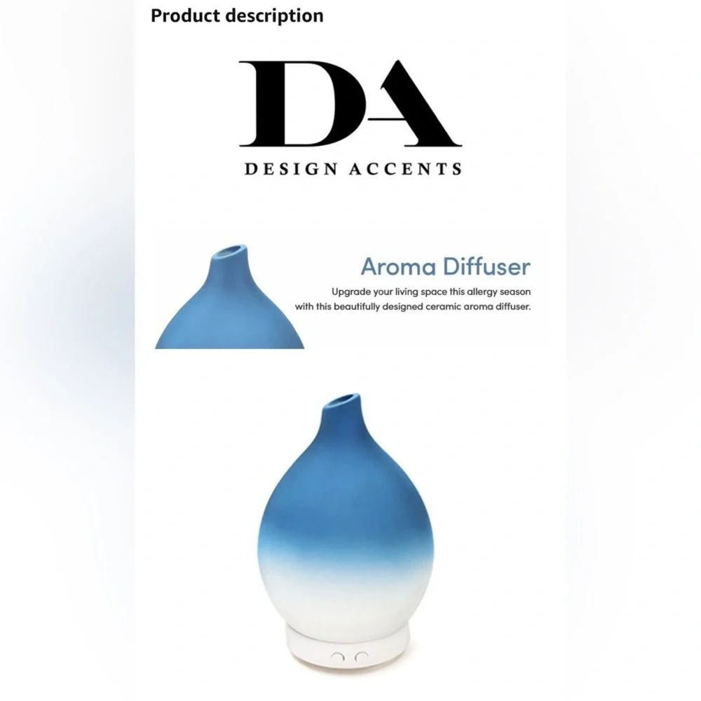 Design Accents Aroma Diffuser Ceramic Ultrasonic Aroma Diffuser NEW Sealed